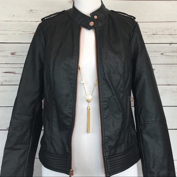 Apt. 9 Jackets & Blazers - Apt 9 Faux Leather Moto with Rose-gold